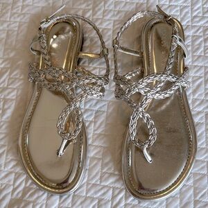 Kelly & Katie Metallic Silver Braided Sandals Size 7.5